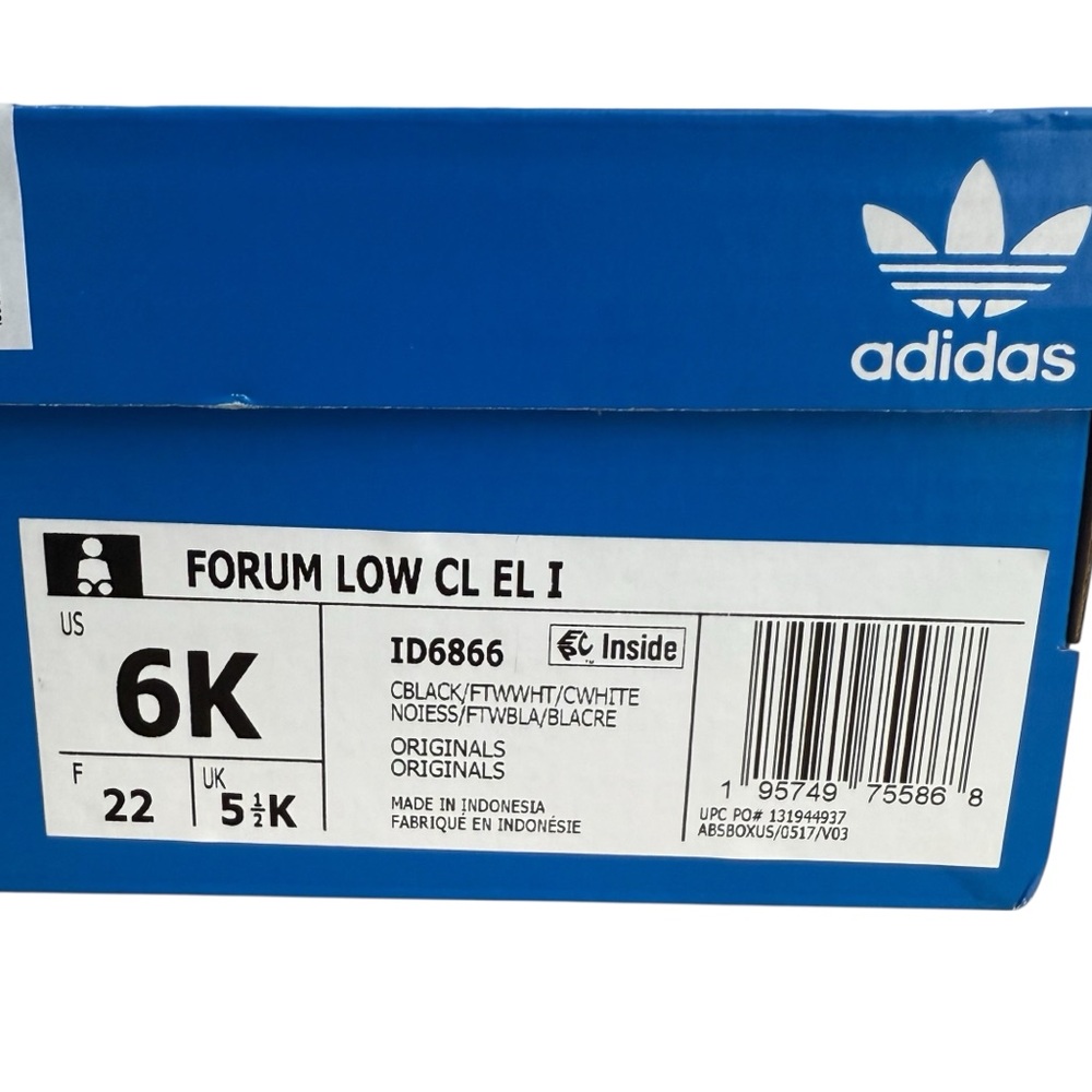 adidas Baby Forum Low Elastic Lace Sneaker Size 6K Black/White/Cream White Shoes - Picture 10 of 11
